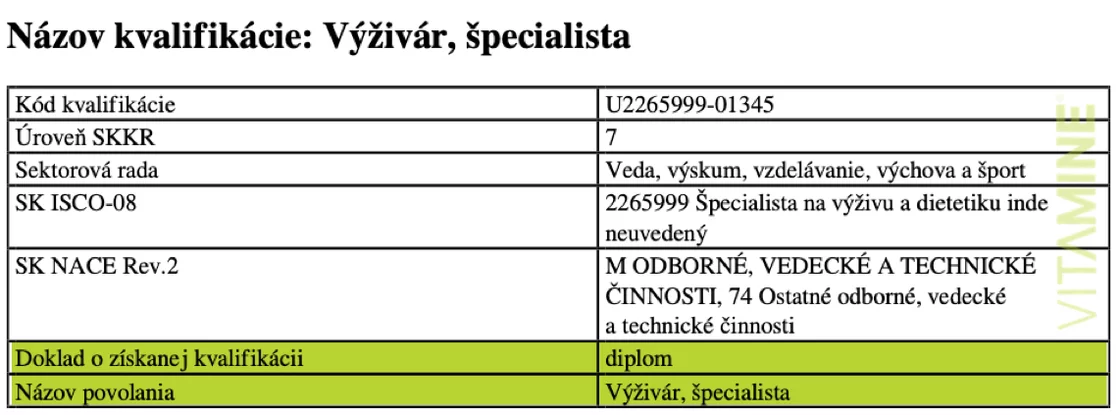 výživar špecialista výživar špecialista