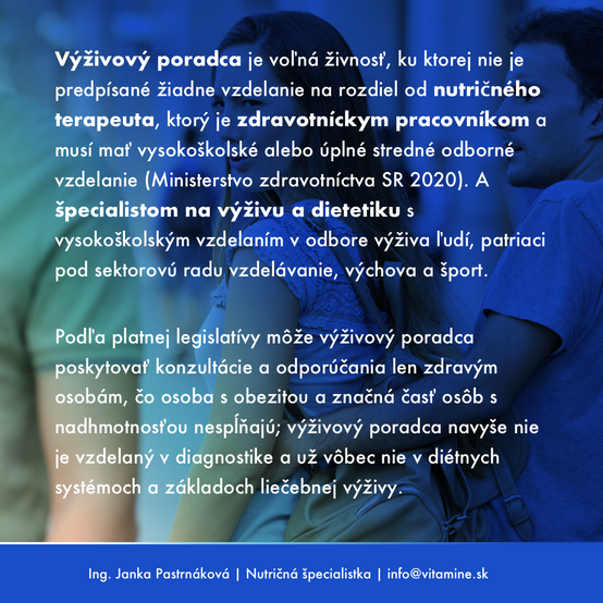 výživový poradca vs. špecialista na výživu
